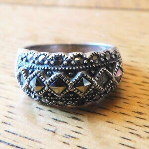 Sterling Silver Size 7.25 Ring with Marcasite Stones # 20244